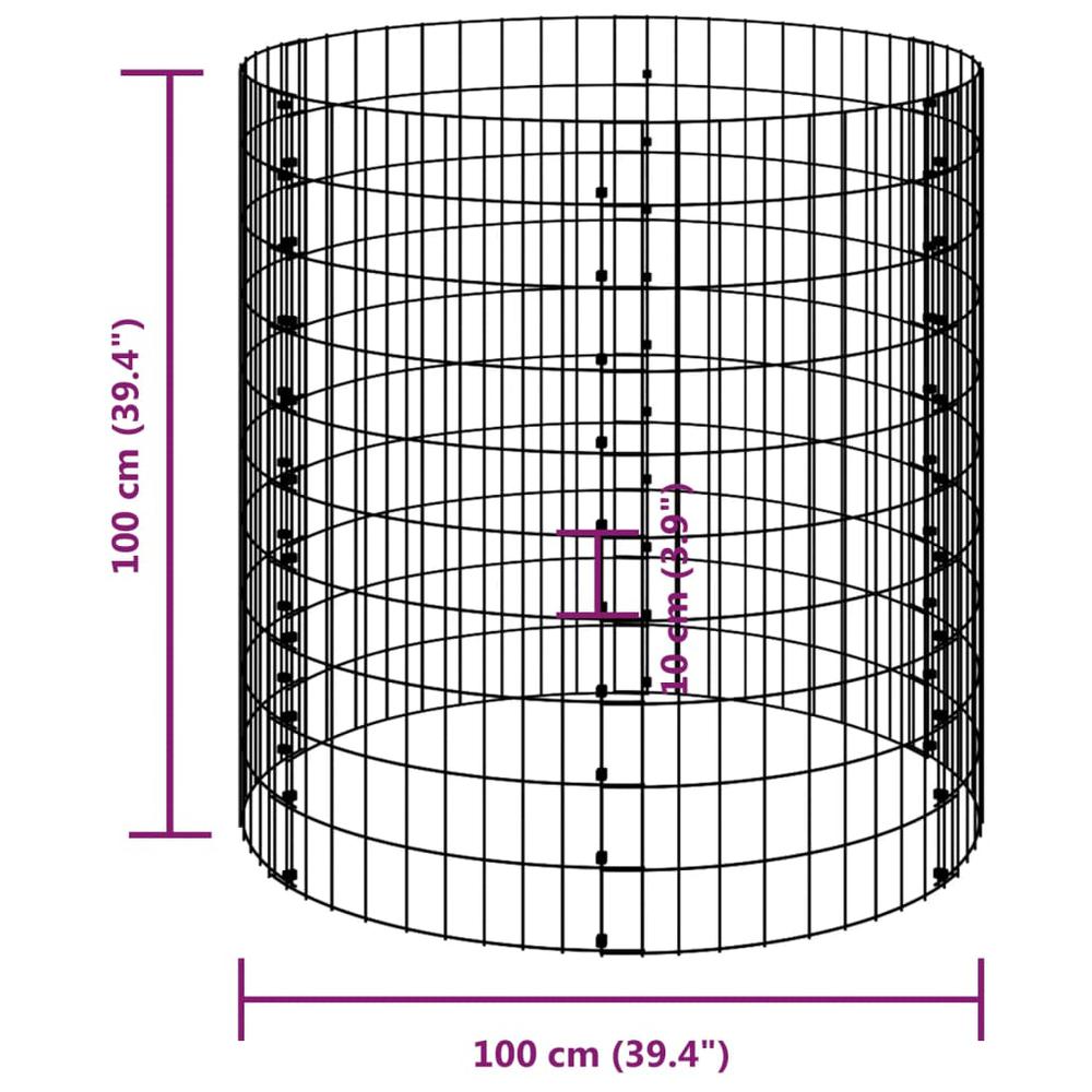 Circular Gabion Pole Galvanized Steel Ã˜39.4"x39.4". Picture 6