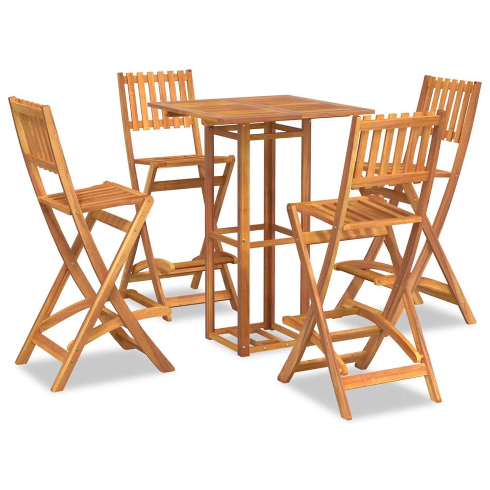 5 Piece Outdoor Bar Set Solid Wood Acacia. Picture 1