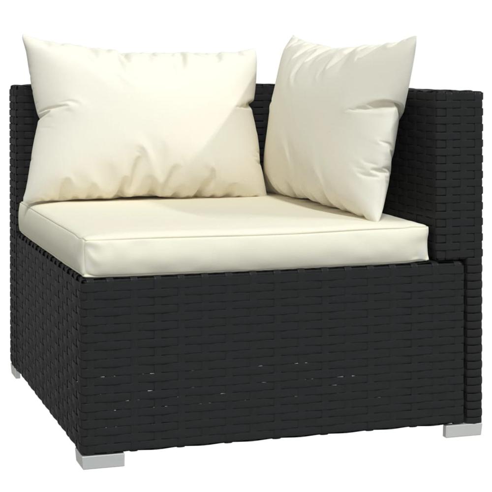 Patio Furniture Set 4 Piece with Cushions Poly Rattan Black. Picture 2