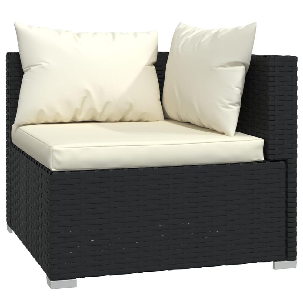 Patio Furniture Set 5 Piece with Cushions Poly Rattan Black. Picture 2