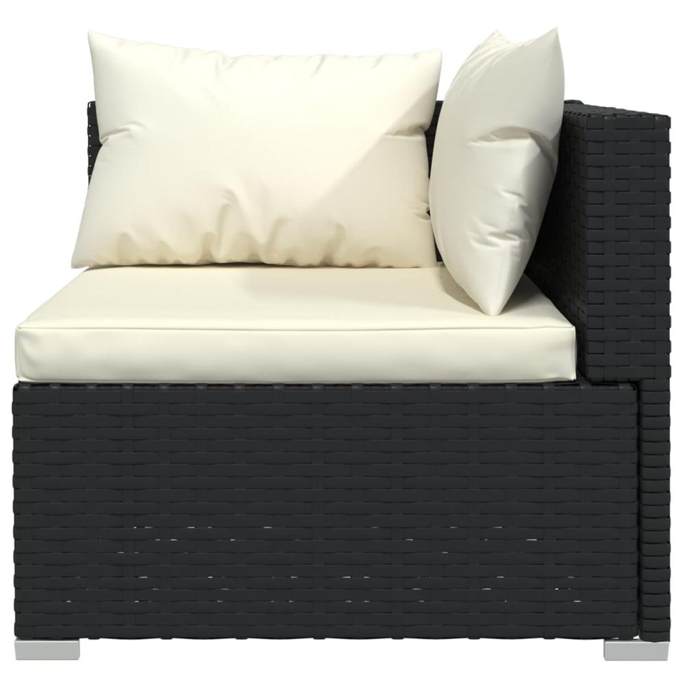 Patio Furniture Set 5 Piece with Cushions Poly Rattan Black. Picture 3