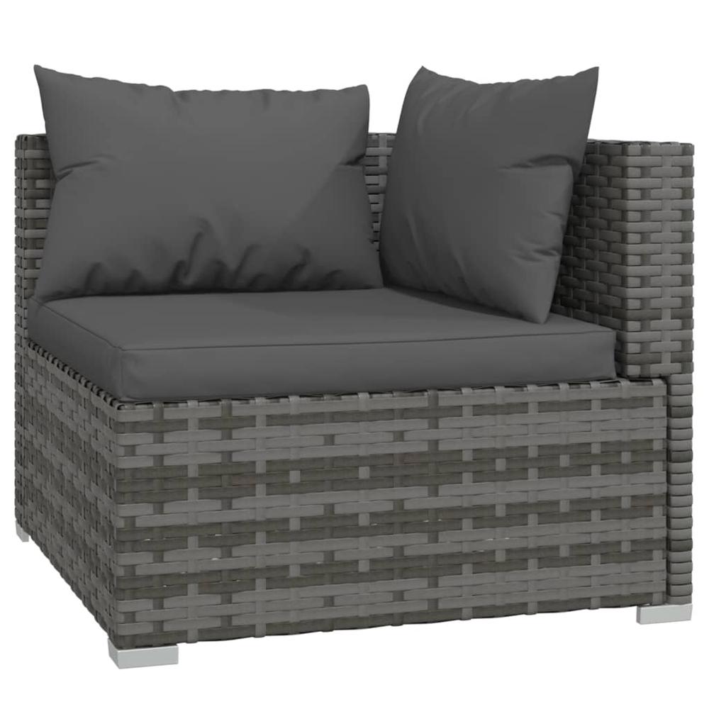 4 Piece Patio Lounge Set with Cushions Poly Rattan Gray. Picture 3