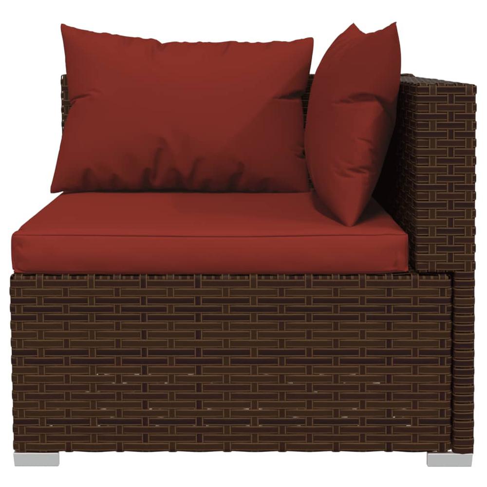 vidaXL 10 Piece Patio Lounge Set with Cushions Brown Poly Rattan, 3102011. Picture 6