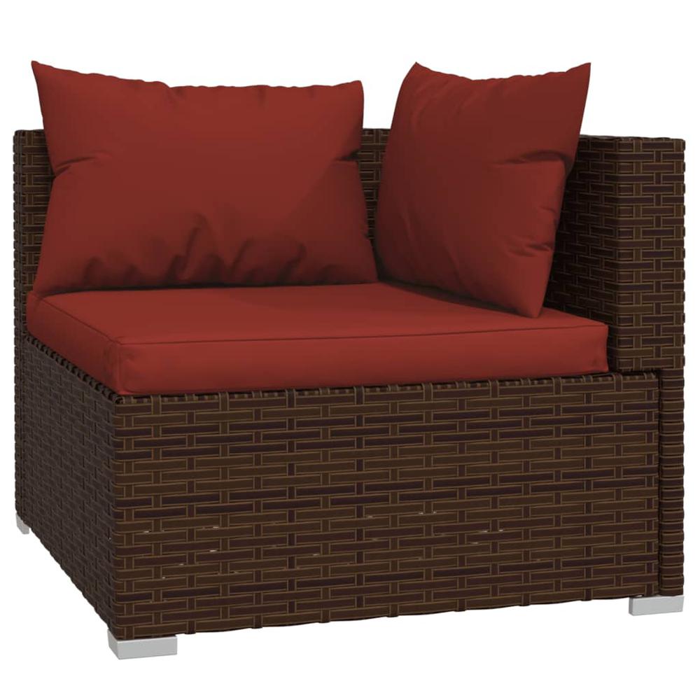 vidaXL 12 Piece Patio Lounge Set with Cushions Brown Poly Rattan, 3102139. Picture 5