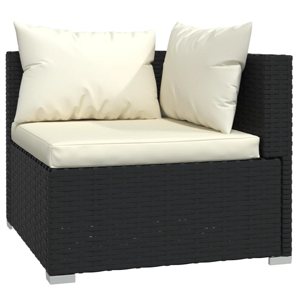 4 Piece Patio Lounge Set with Cushions Poly Rattan Black. Picture 4