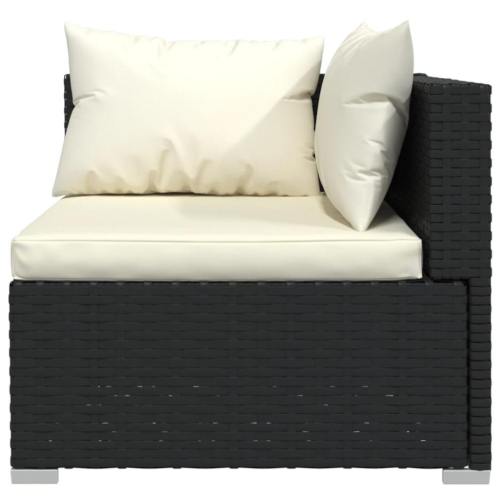 4 Piece Patio Lounge Set with Cushions Poly Rattan Black. Picture 5