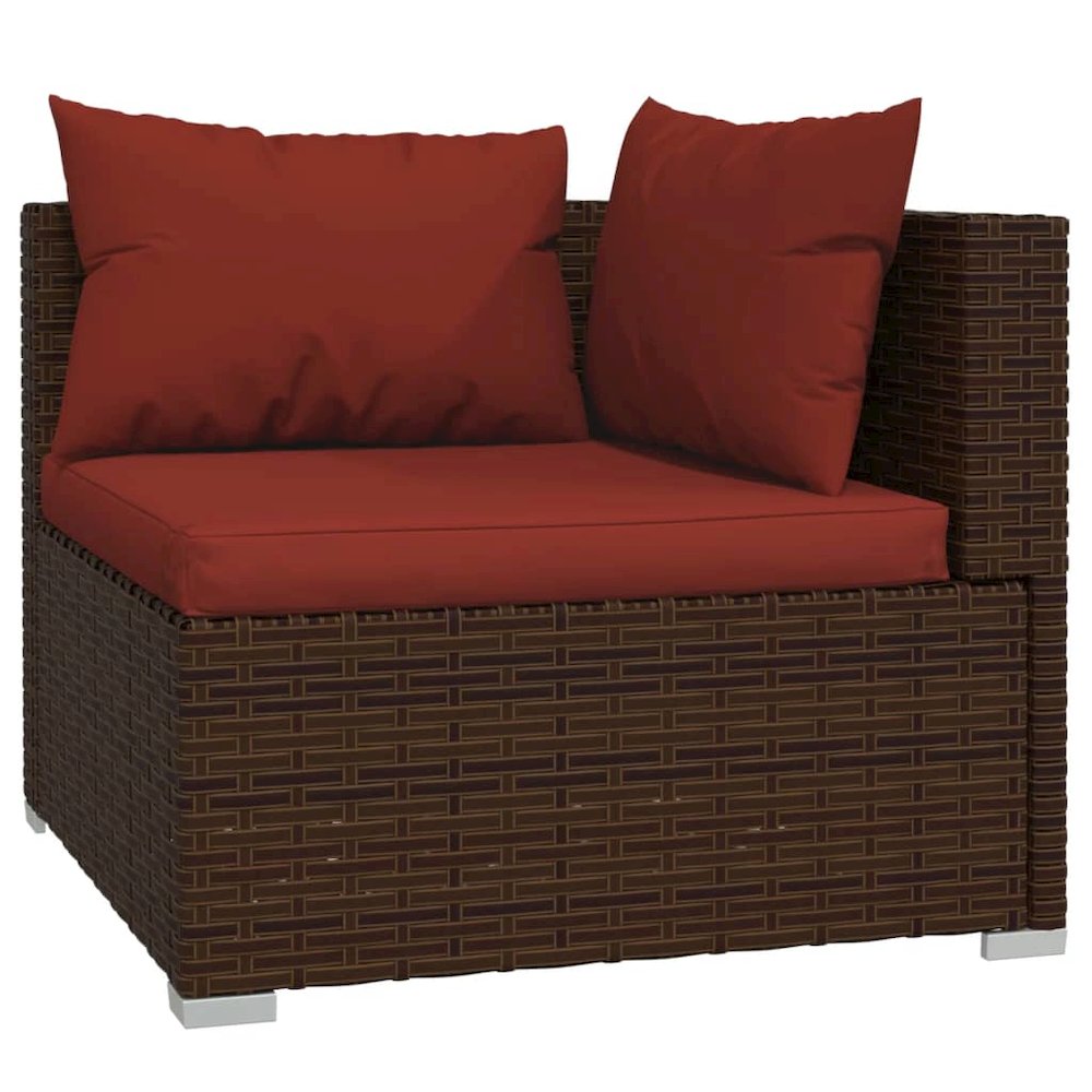 vidaXL 8 Piece Patio Lounge Set with Cushions Brown Poly Rattan, 3102403. Picture 3