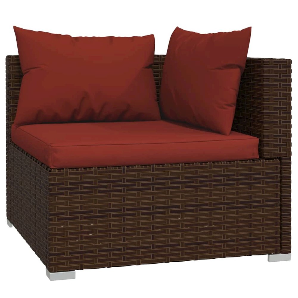 vidaXL 12 Piece Patio Lounge Set with Cushions Poly Rattan Brown, 3102731. Picture 3