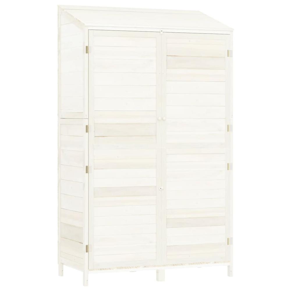 Garden Shed White 40.2"x20.5"x68.7" Solid Wood Fir. Picture 1