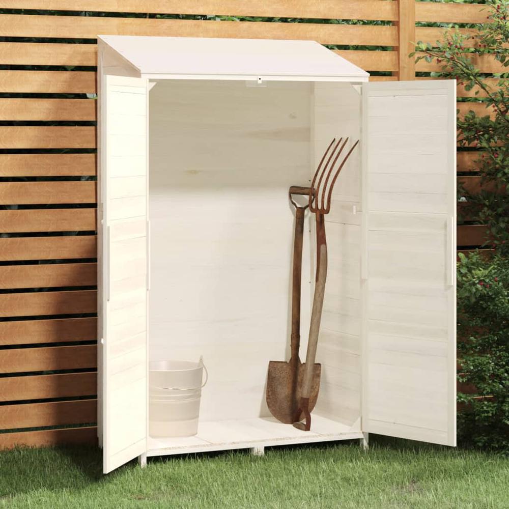 Garden Shed White 40.2"x20.5"x68.7" Solid Wood Fir. Picture 2