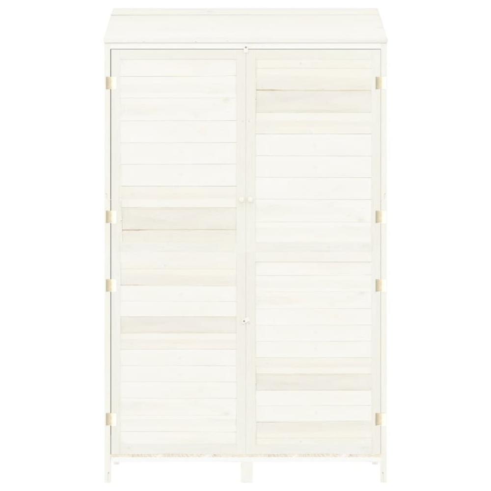 Garden Shed White 40.2"x20.5"x68.7" Solid Wood Fir. Picture 3