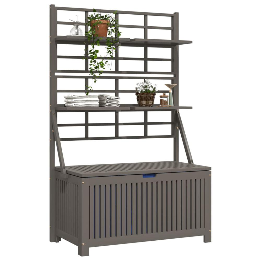 Storage Box with Trellis Gray 39"x19.7"x63" Solid Wood Acacia. Picture 2