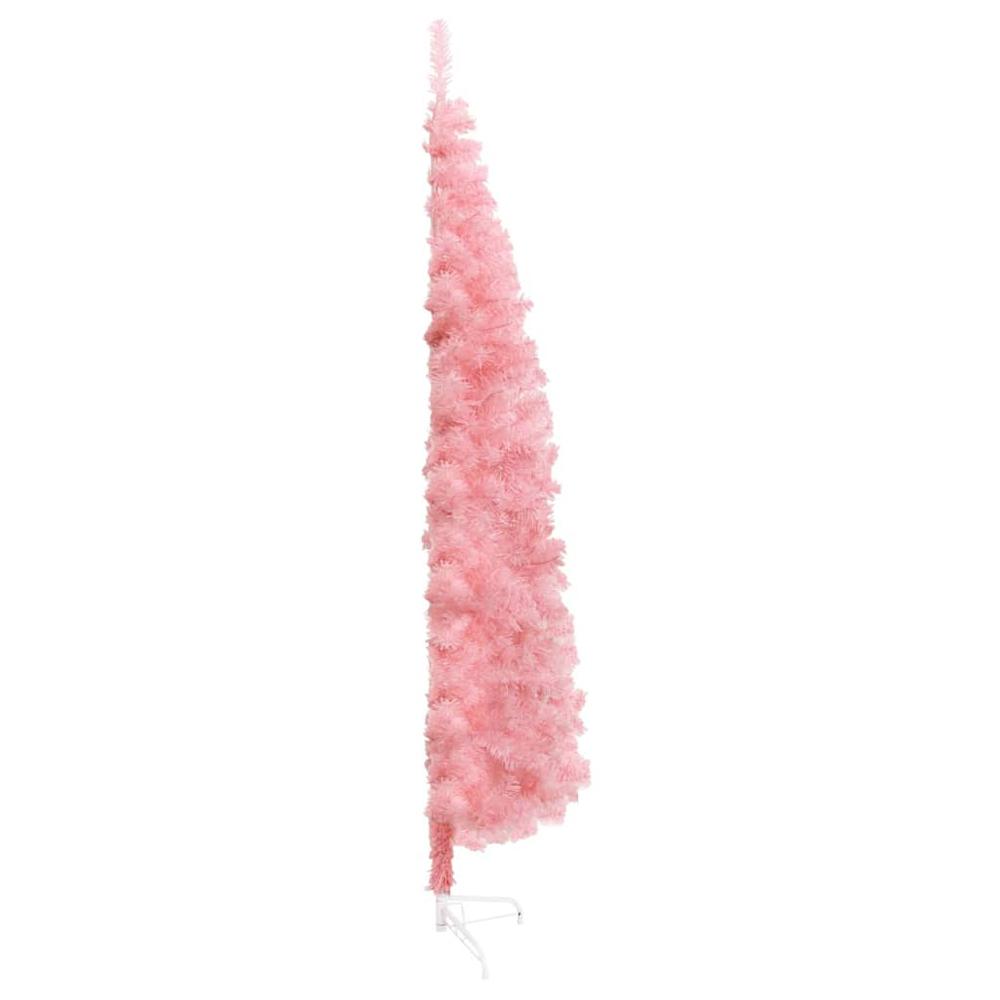 vidaXL Slim Artificial Half Christmas Tree with Stand Pink 47.2". Picture 5