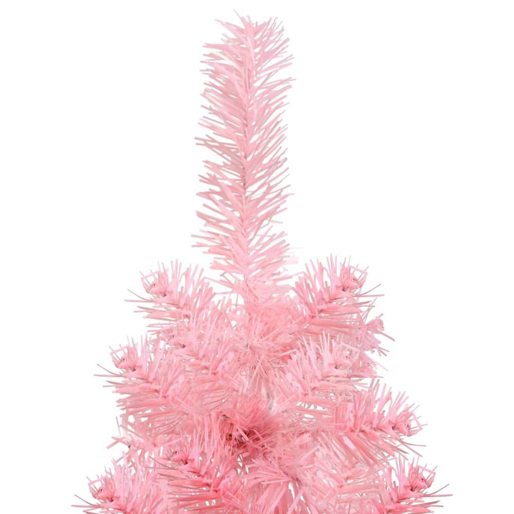 vidaXL Slim Artificial Half Christmas Tree with Stand Pink 47.2". Picture 6