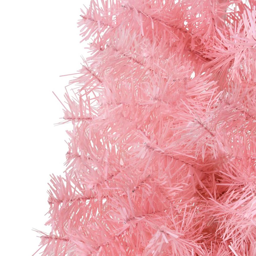 vidaXL Slim Artificial Half Christmas Tree with Stand Pink 59.1". Picture 7