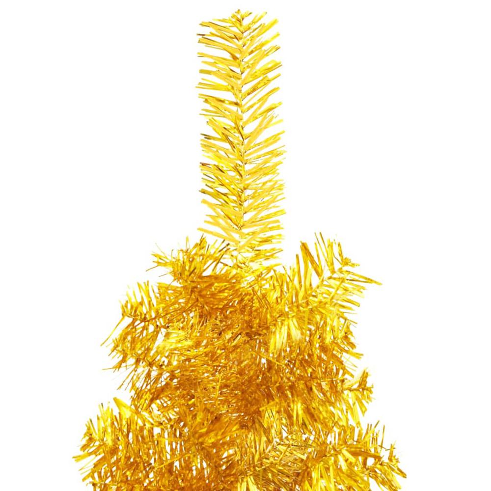 vidaXL Slim Artificial Half Christmas Tree with Stand Gold 47.2". Picture 7