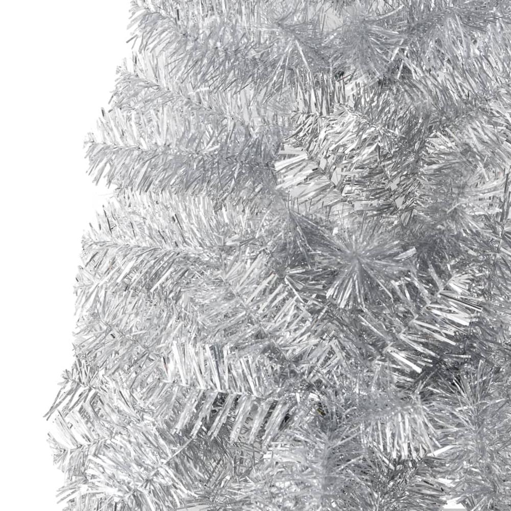 vidaXL Slim Artificial Half Christmas Tree with Stand Silver 47.2". Picture 7