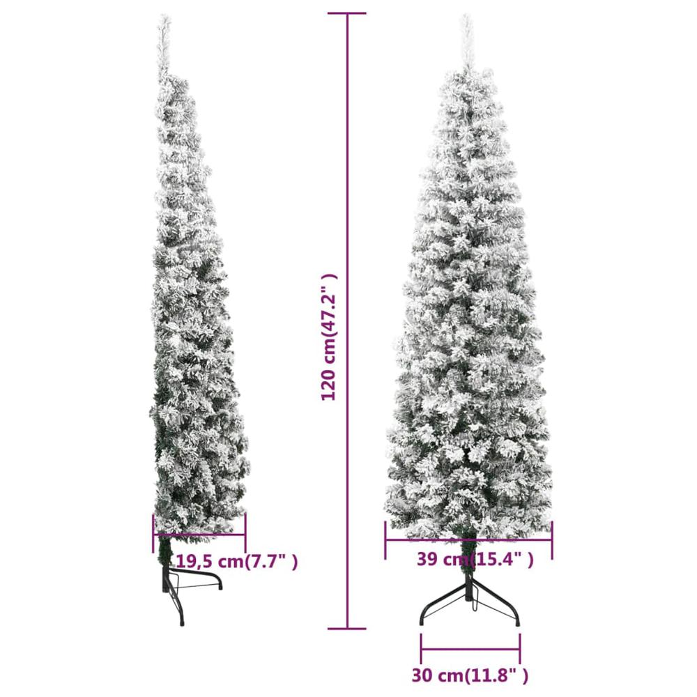 vidaXL Slim Artificial Half Christmas Tree with Flocked Snow 47.2". Picture 9