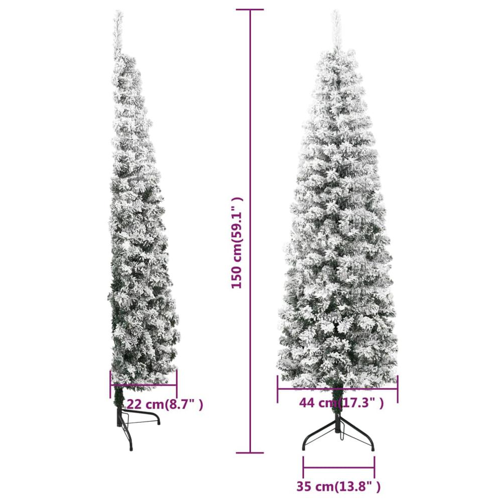 vidaXL Slim Artificial Half Christmas Tree with Flocked Snow 59.1". Picture 9