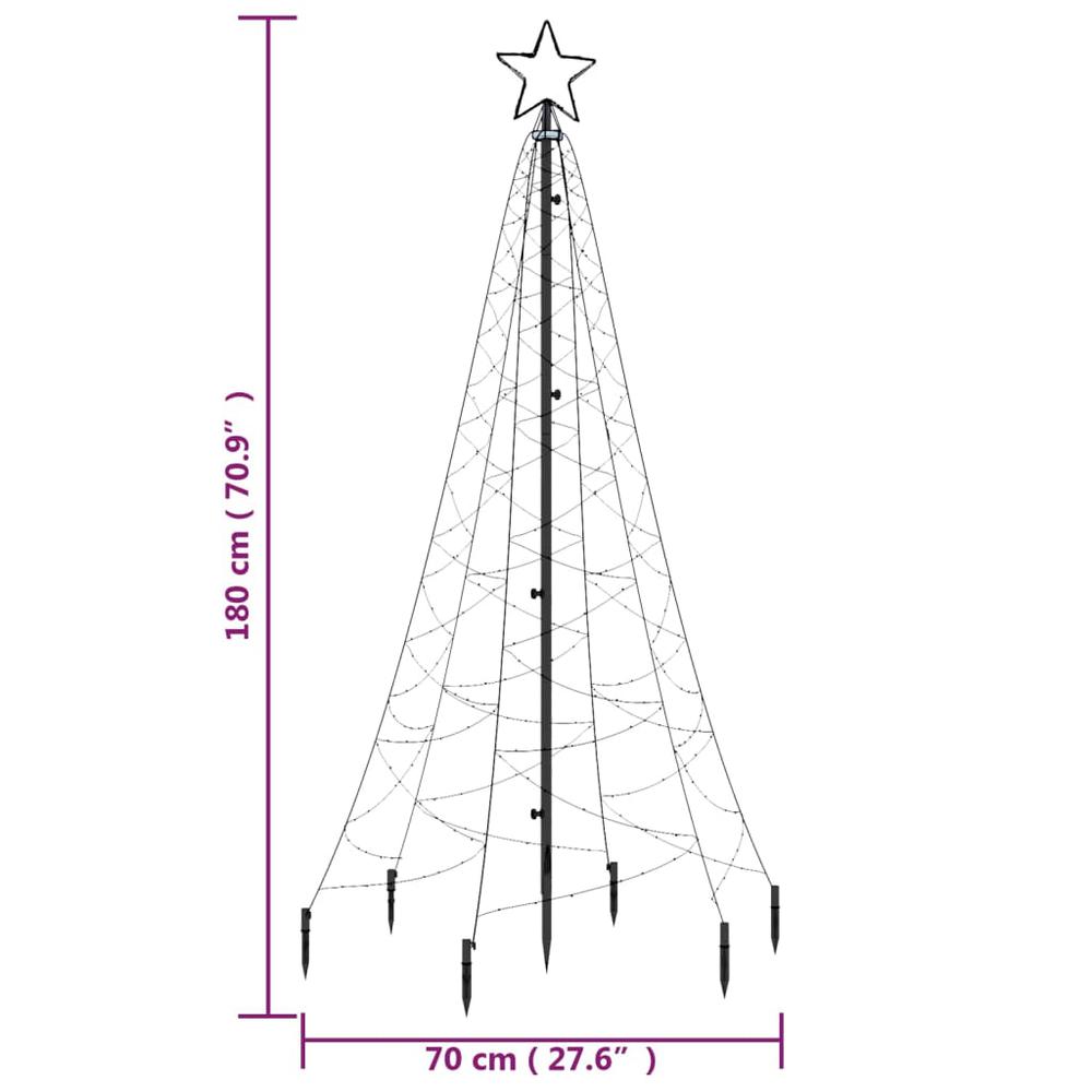 vidaXL Christmas Tree with Spike Warm White 200 LEDs 70.9". Picture 10