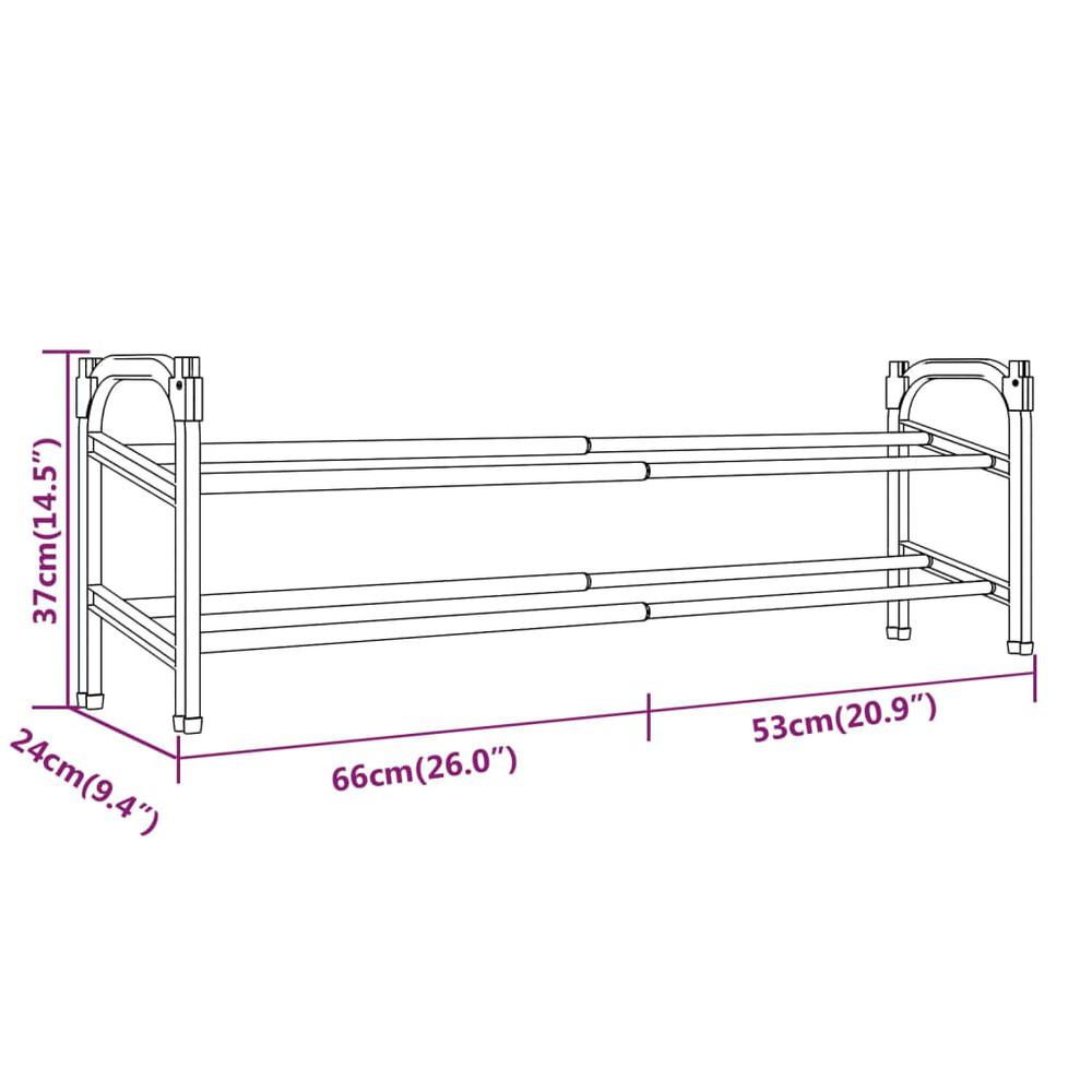 Extendable Shoe Rack with 2 Shelves 46.9"x9.4"x14.6". Picture 7