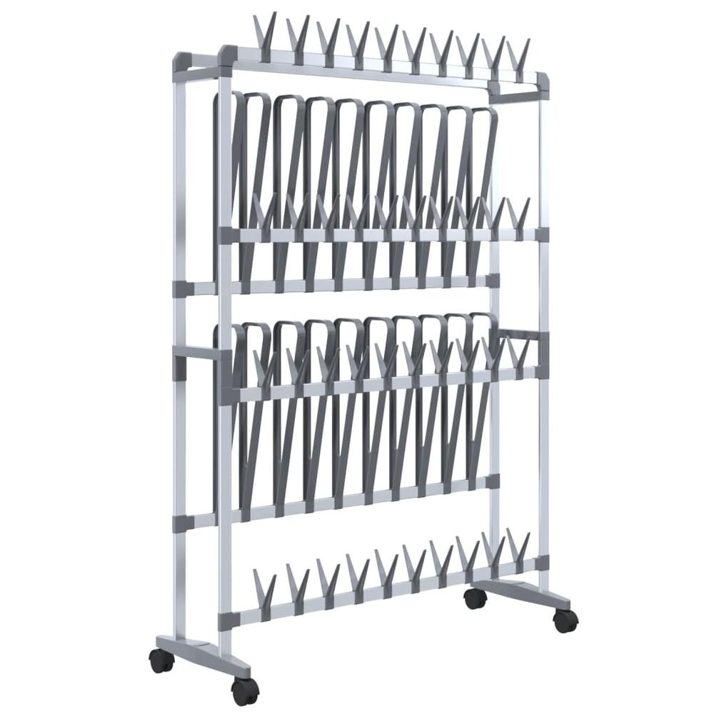 Shoe Rack with Wheels Silver 35"x10.6"x47.2". Picture 1