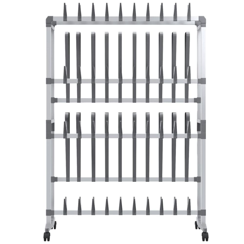 Shoe Rack with Wheels Silver 35"x10.6"x47.2". Picture 2