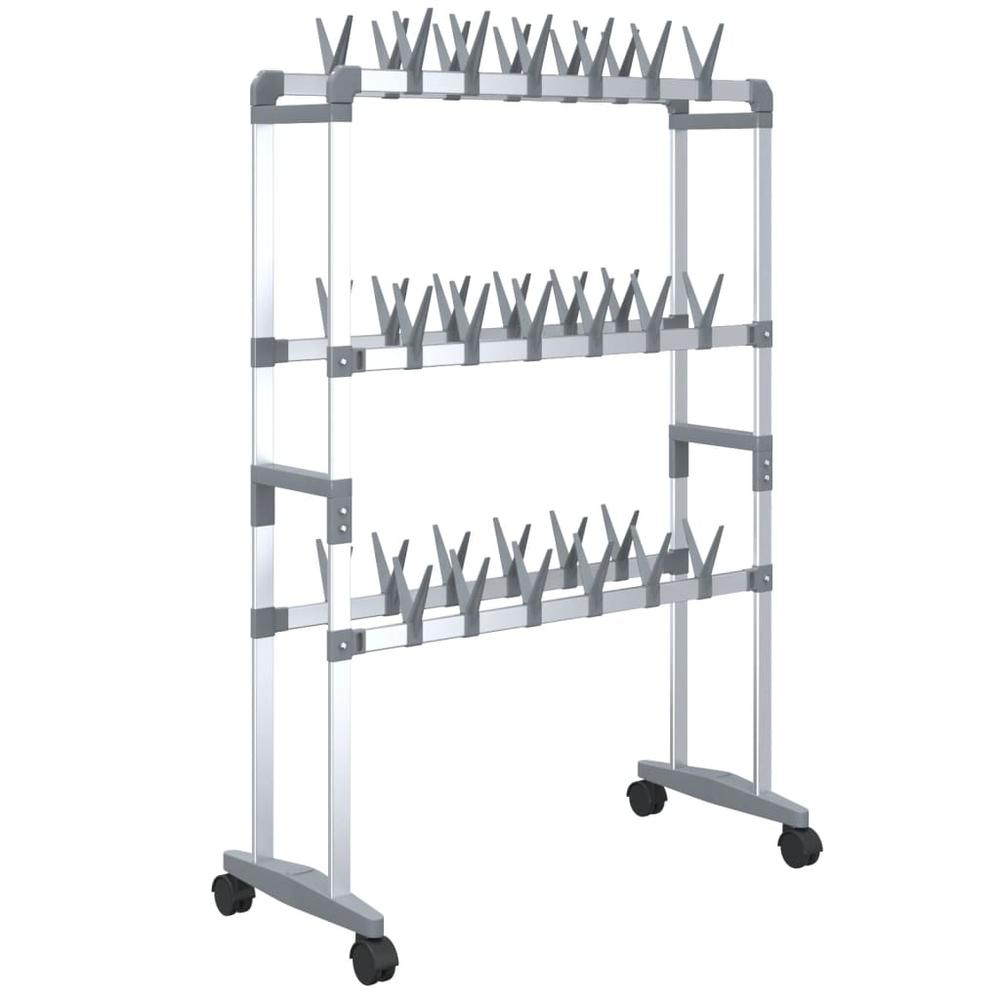 Shoe Rack with Wheels Silver 26"x10.6"x39.4". Picture 1
