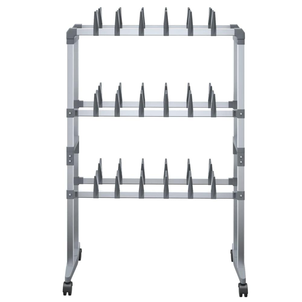Shoe Rack with Wheels Silver 26"x10.6"x39.4". Picture 2