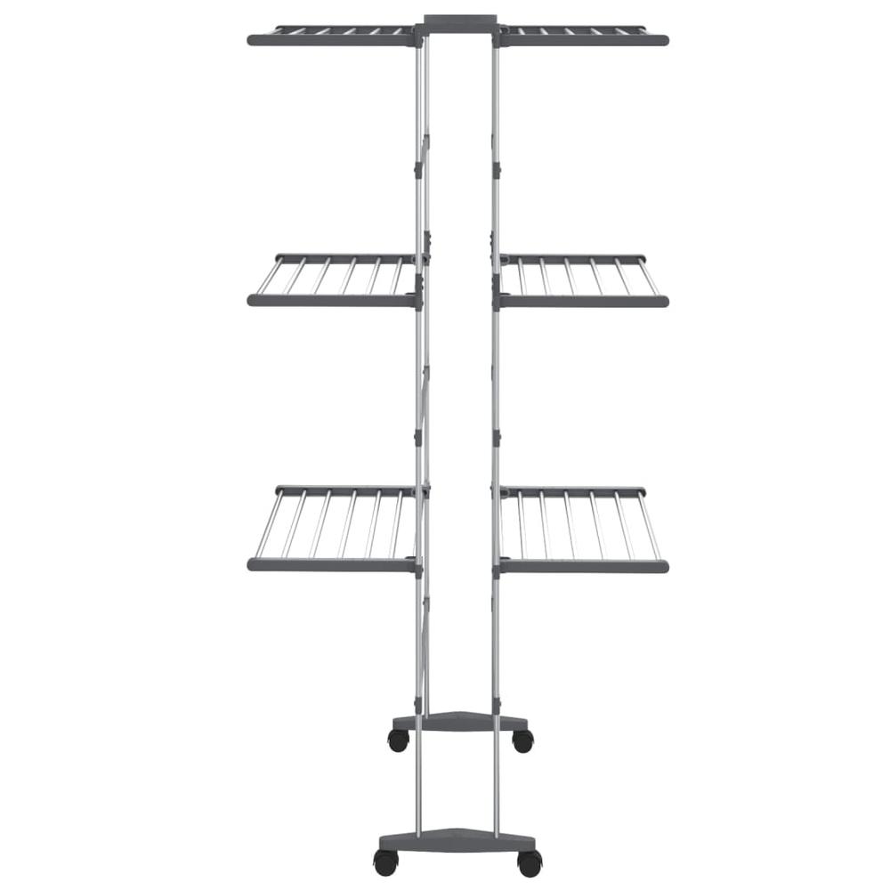3-Tier Laundry Drying Rack with Wheels Silver 23.6"x27.6"x50.8". Picture 3