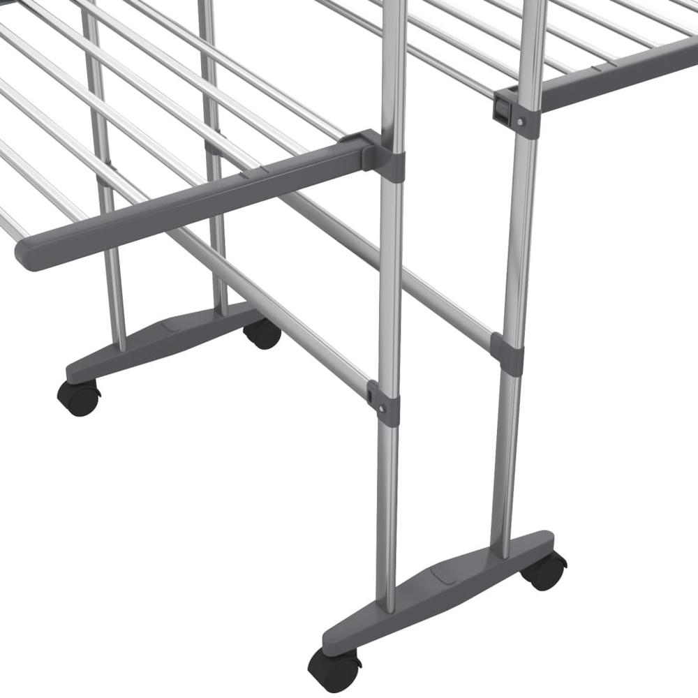 3-Tier Laundry Drying Rack with Wheels Silver 23.6"x27.6"x50.8". Picture 5