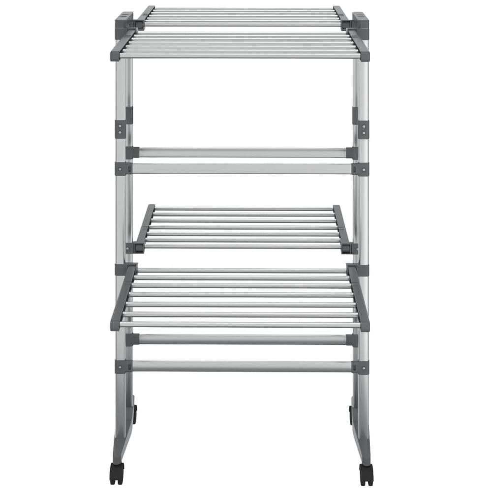 2-Tier Laundry Drying Rack with Wheels Silver 23.6"x27.6"x41.7". Picture 2