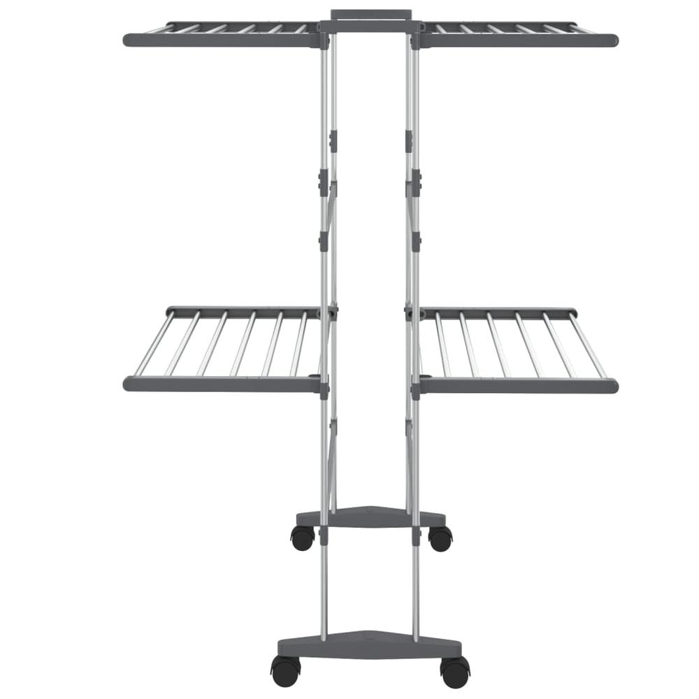 2-Tier Laundry Drying Rack with Wheels Silver 23.6"x27.6"x41.7". Picture 3