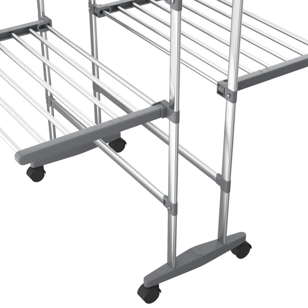 2-Tier Laundry Drying Rack with Wheels Silver 23.6"x27.6"x41.7". Picture 5