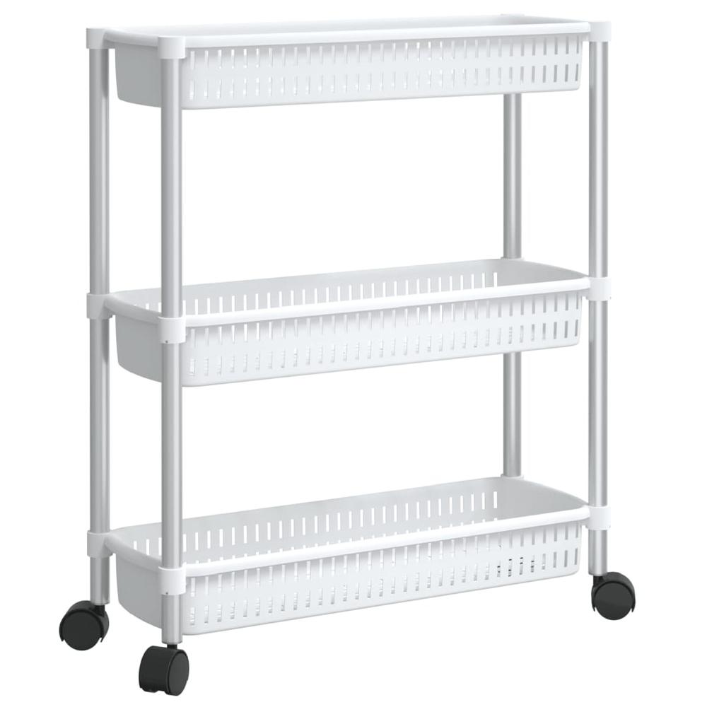 3-Tier Storage Trolley Silver and White Aluminum. Picture 1