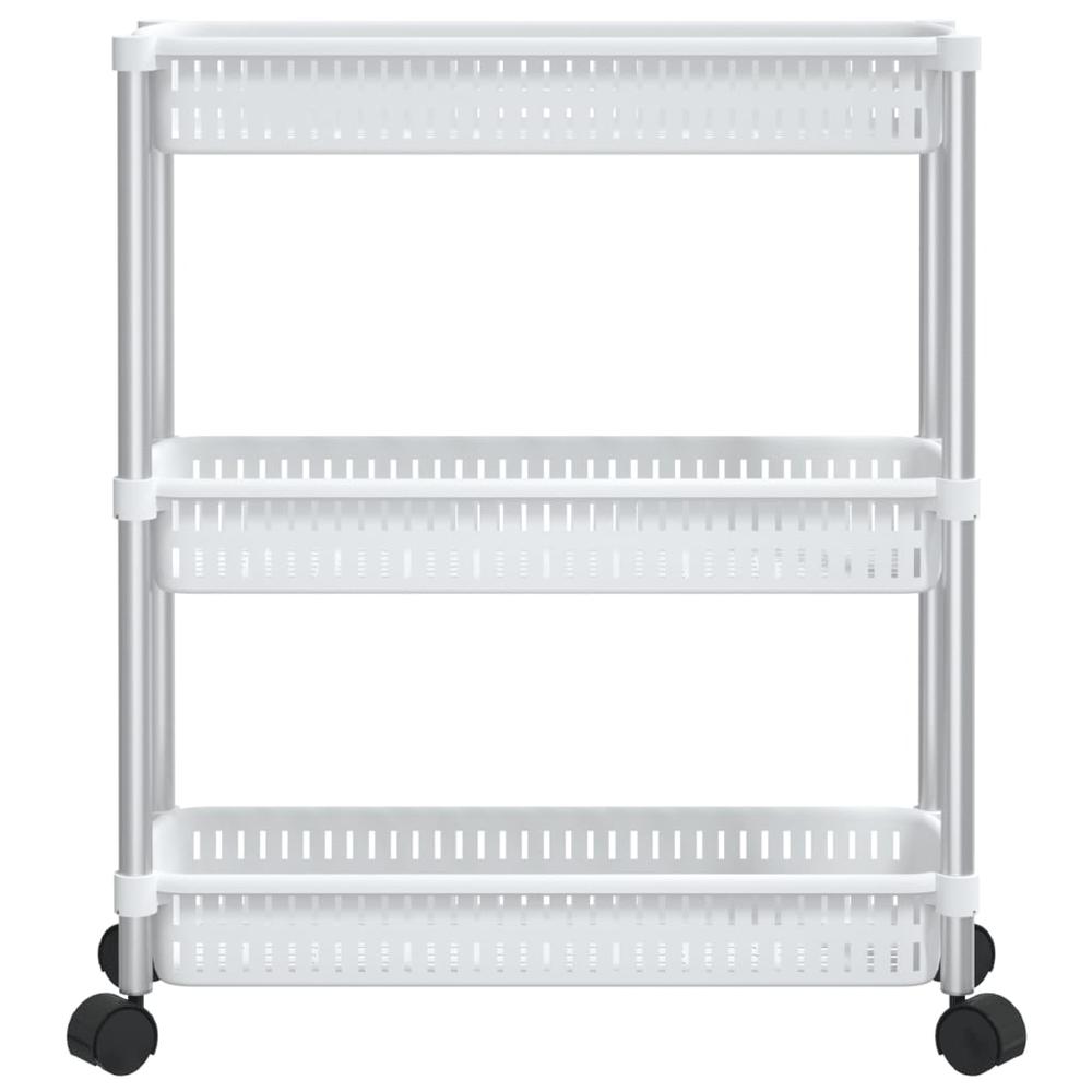 3-Tier Storage Trolley Silver and White Aluminum. Picture 2