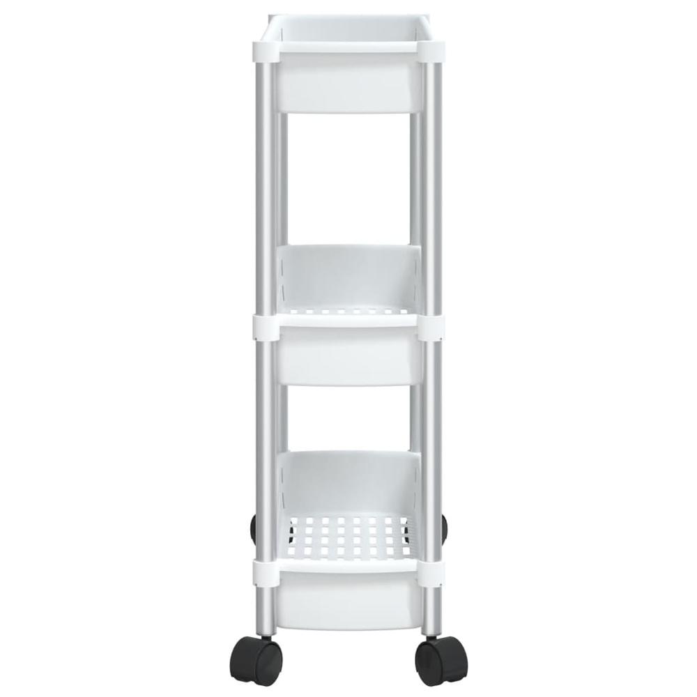 3-Tier Storage Trolley Silver and White Aluminum. Picture 3
