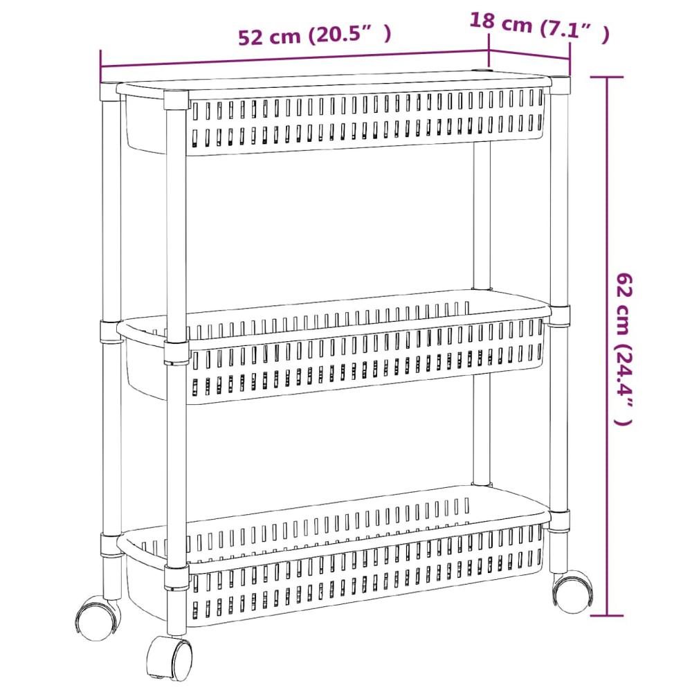 3-Tier Storage Trolley Silver and White Aluminum. Picture 5