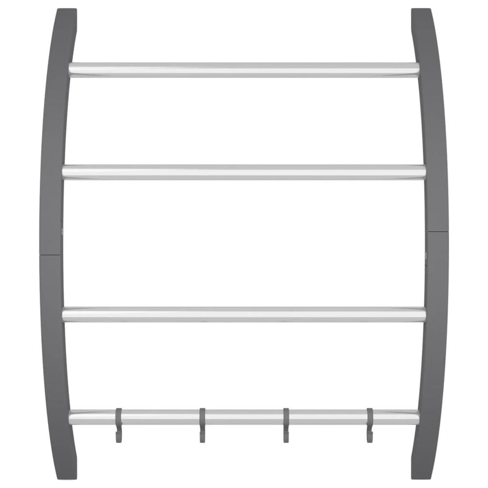 Towel Rack with Hooks Silver 22"x6.3"x28.3" Aluminum. Picture 2