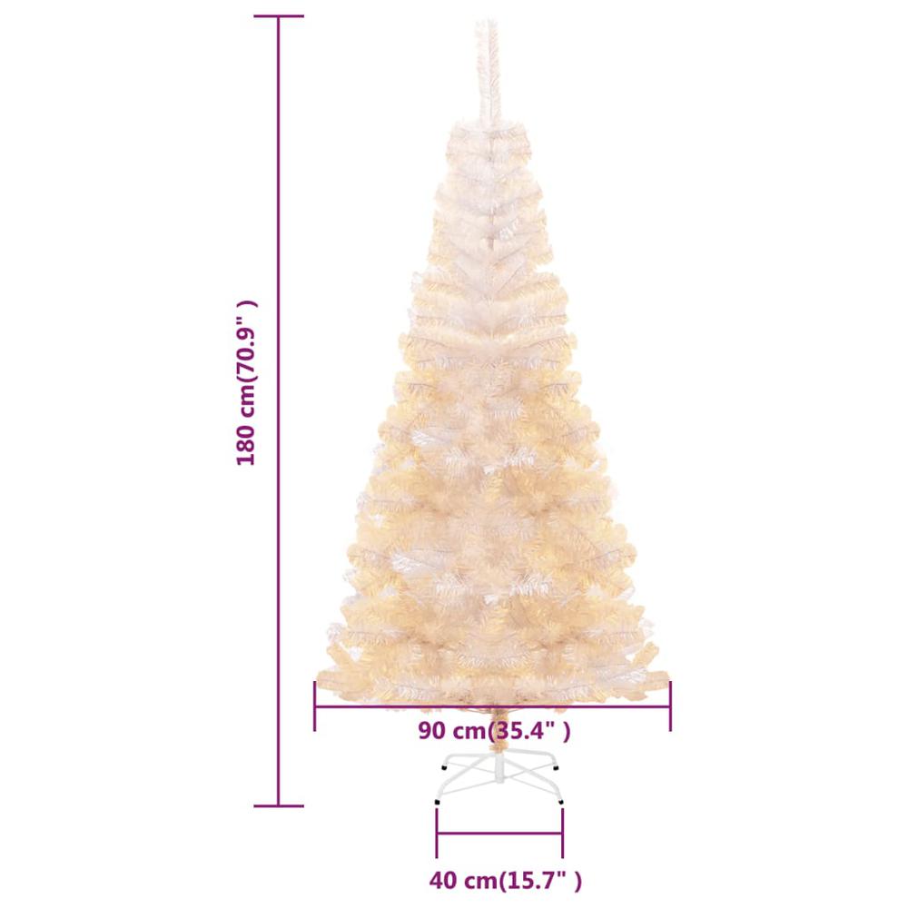 vidaXL Artificial Christmas Tree with Iridescent Tips White 70.9" PVC. Picture 6