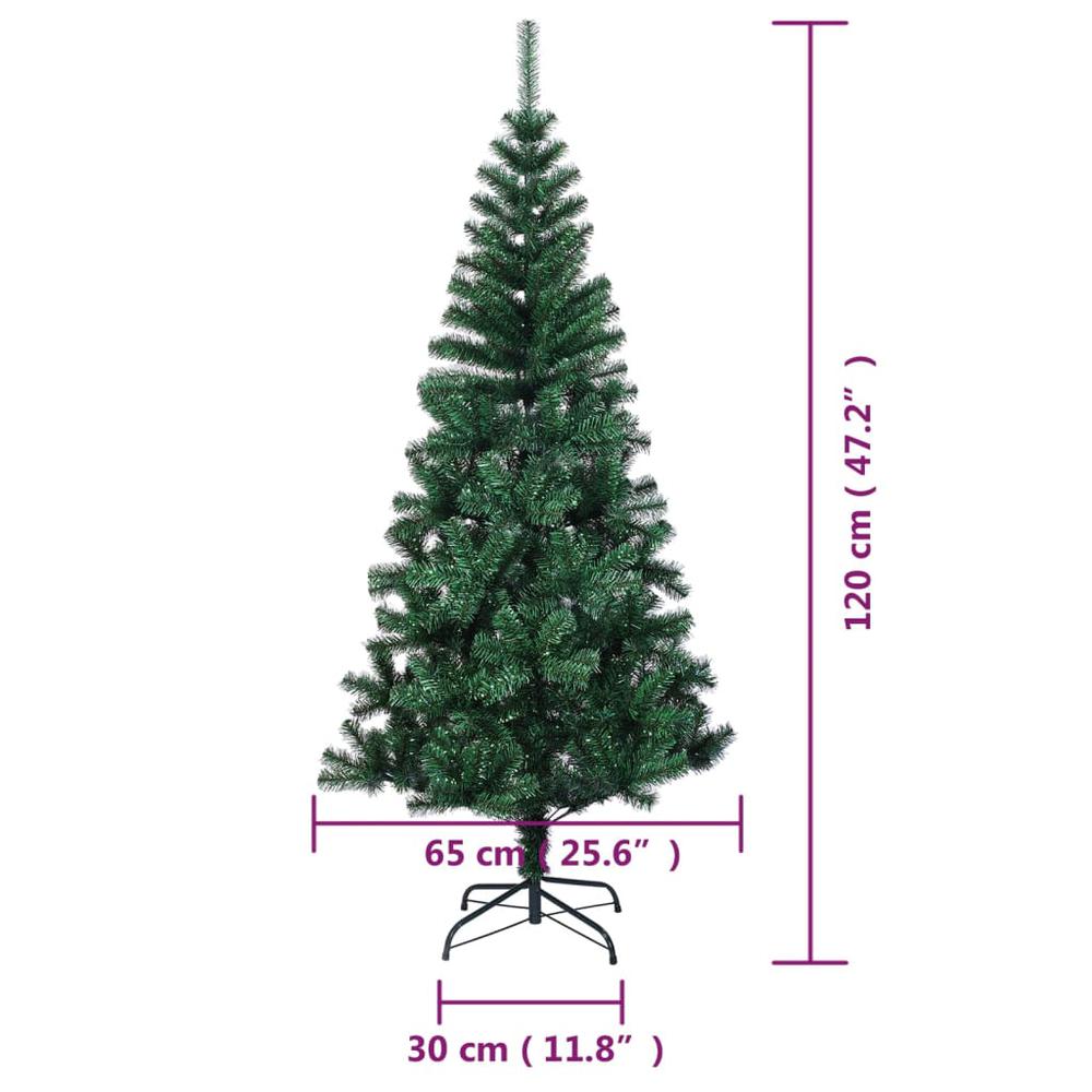 vidaXL Artificial Christmas Tree with Iridescent Tips Green 47.2" PVC. Picture 7