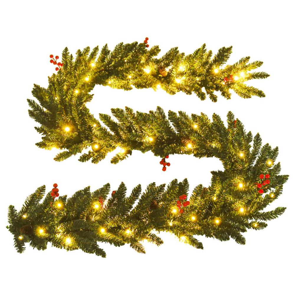 vidaXL Artificial Christmas Trees 2 pcs with Wreath, Garland and LEDs. Picture 7