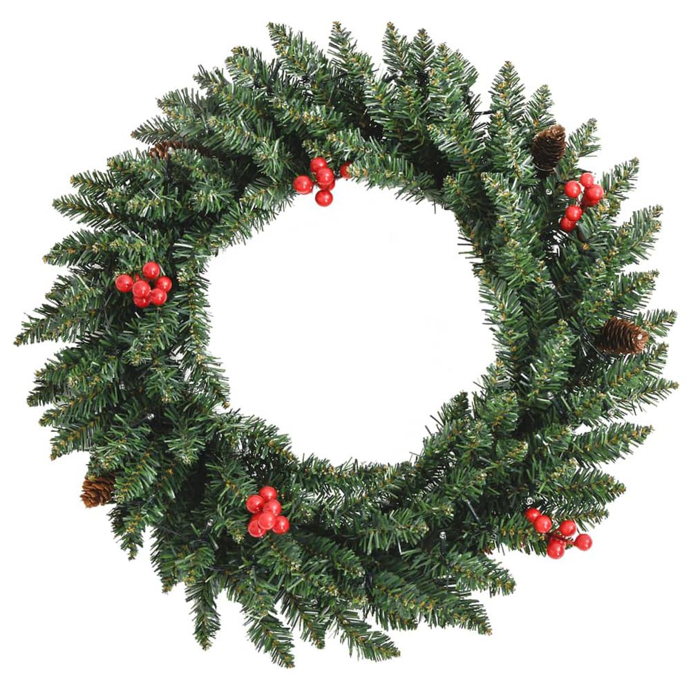 vidaXL Artificial Christmas Trees 2 pcs with Wreath, Garland and LEDs. Picture 10