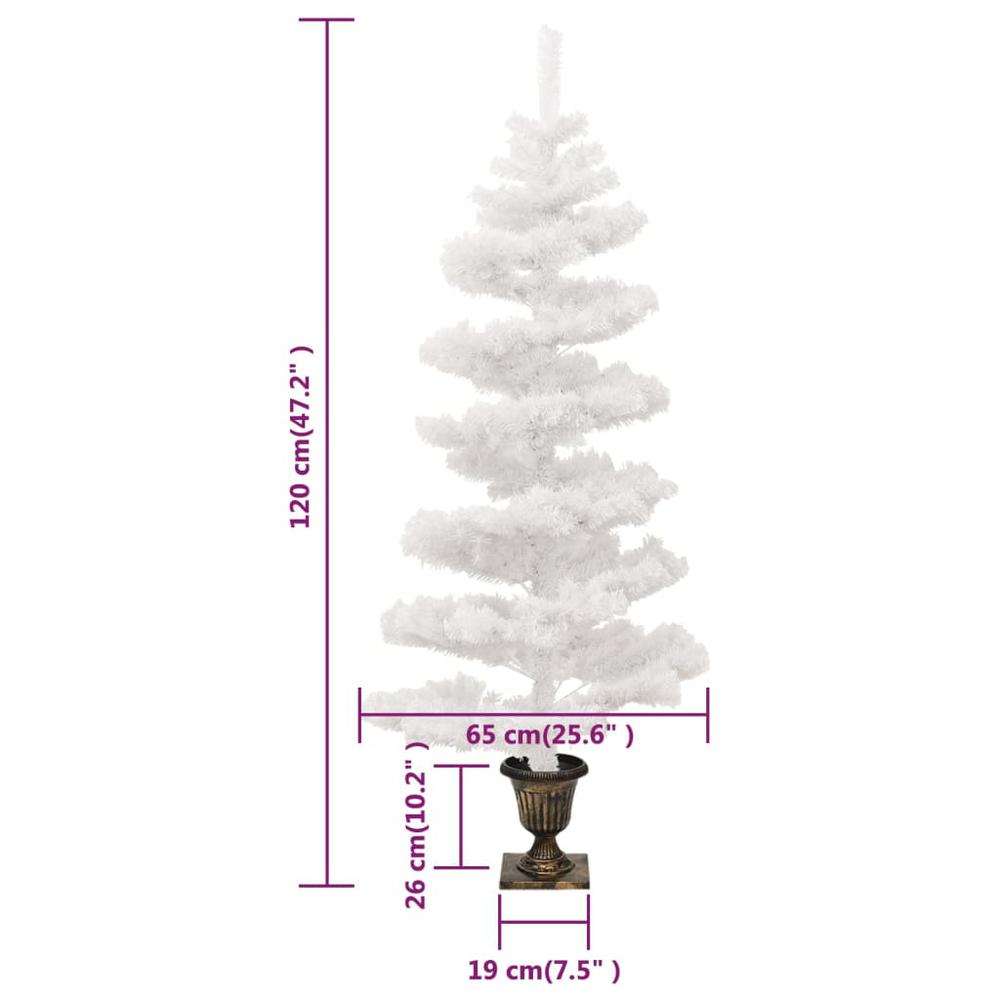 vidaXL Swirl Christmas Tree with Pot and LEDs White 47.2" PVC. Picture 10
