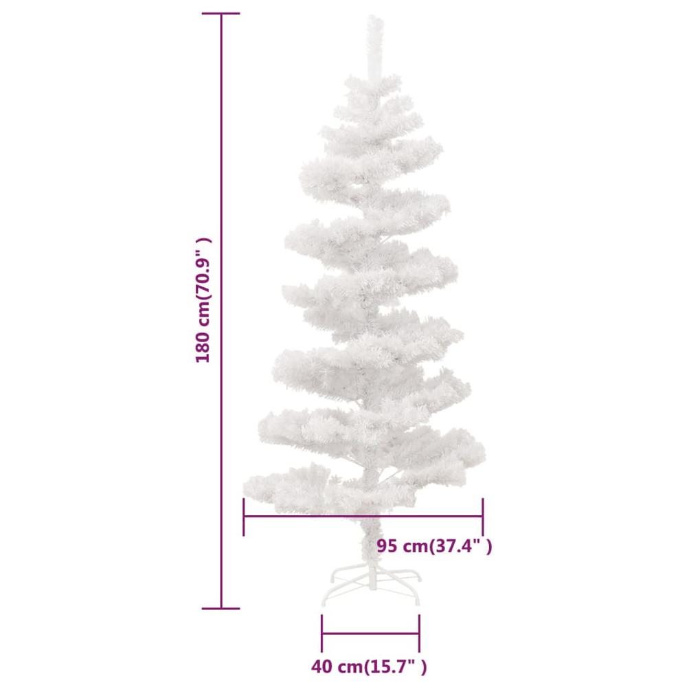 vidaXL Swirl Christmas Tree with Stand and LEDs White 70.9" PVC. Picture 10