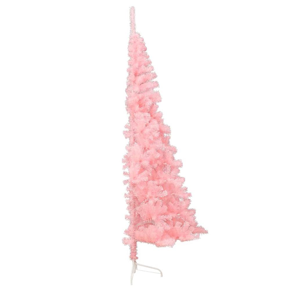 vidaXL Artificial Half Christmas Tree with Stand Pink 94.5" PVC. Picture 5