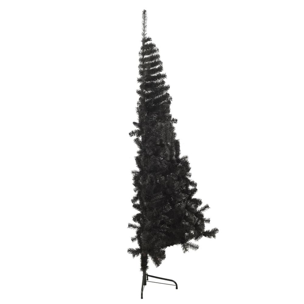 vidaXL Artificial Half Christmas Tree with Stand Black 94.5" PVC. Picture 5