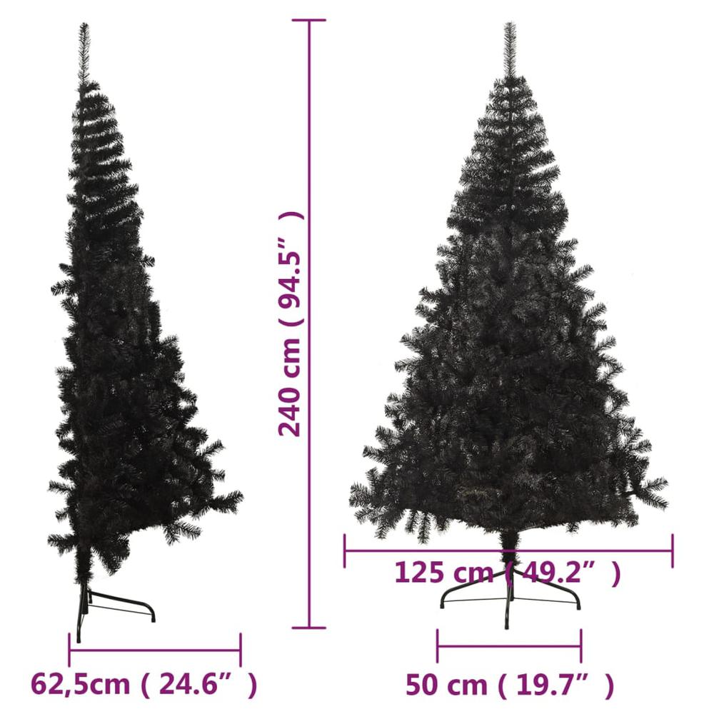 vidaXL Artificial Half Christmas Tree with Stand Black 94.5" PVC. Picture 9