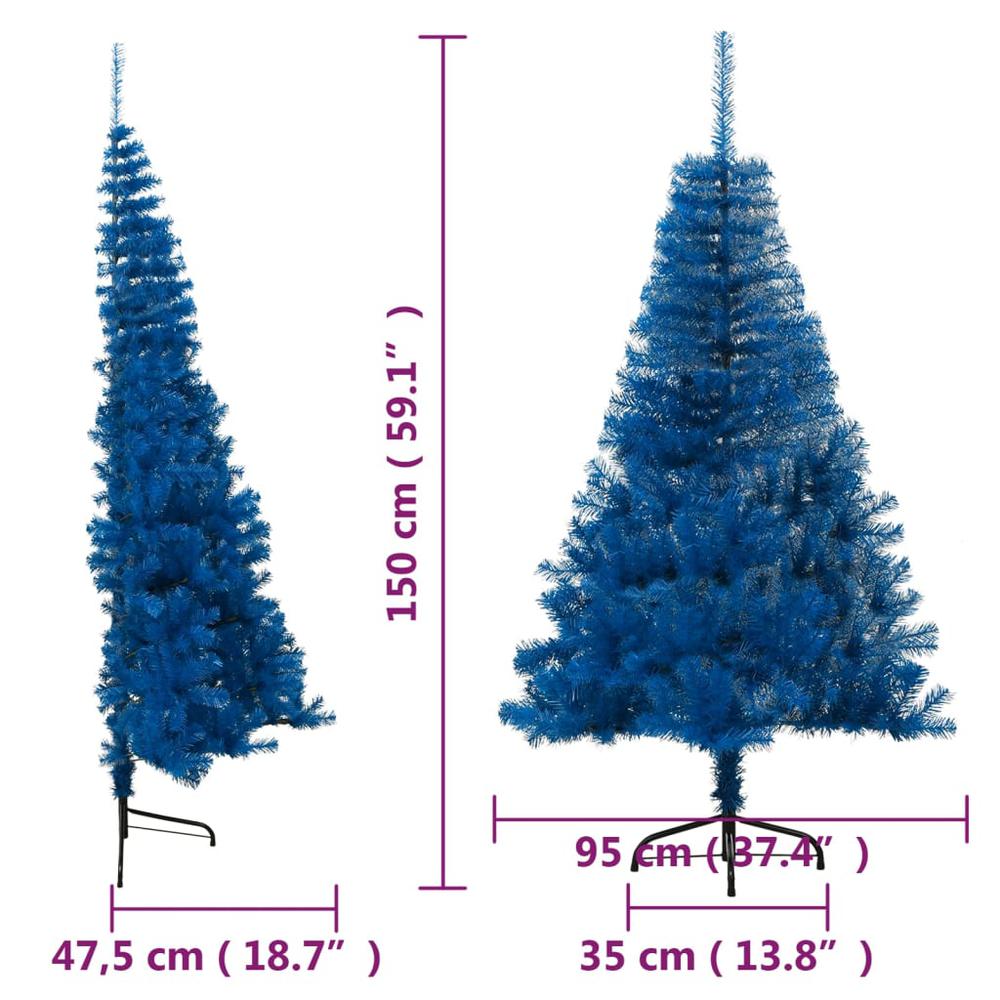 vidaXL Artificial Half Christmas Tree with Stand Blue 59.1" PVC. Picture 9