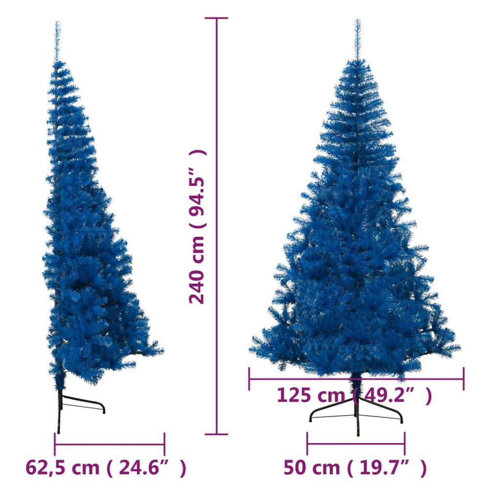 vidaXL Artificial Half Christmas Tree with Stand Blue 94.5" PVC. Picture 9